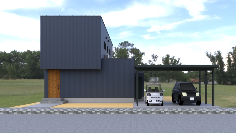 直線と色で魅せる、シンプルモダンな住まい