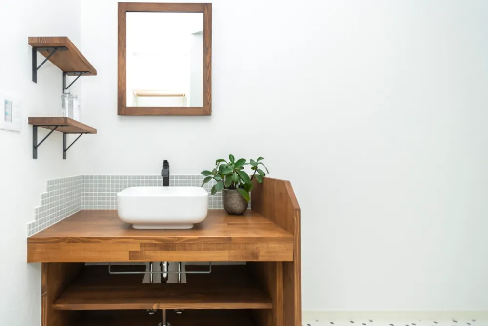 タイルが映える造作洗面台