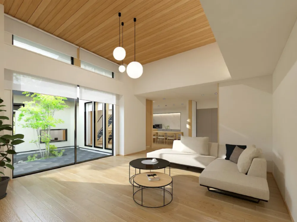 吹抜と高天井が生む開放感