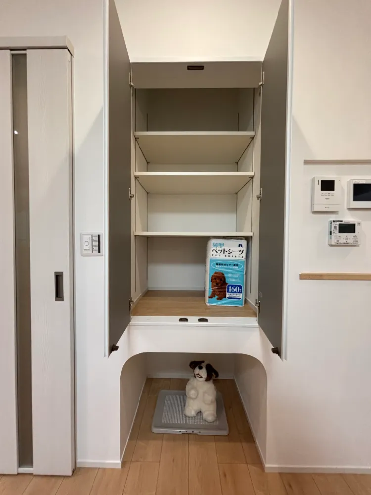 リビングの一角にワンちゃんのためのスペース