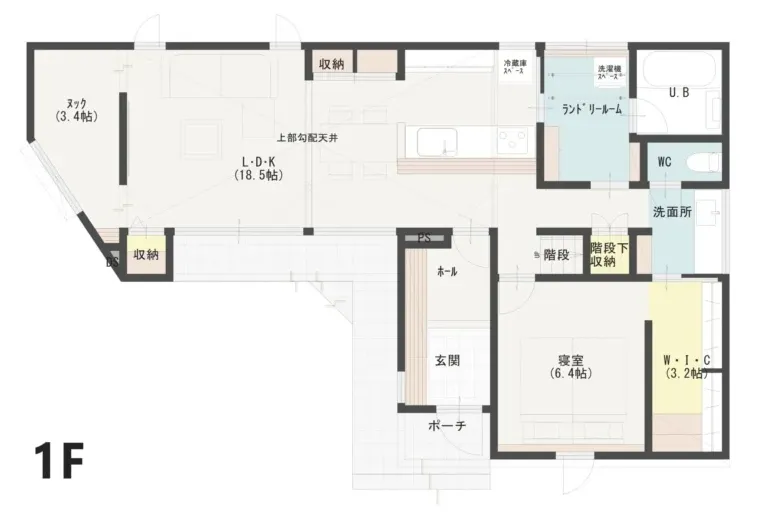 開放的なＬＤＫと「秘密基地」のようなヌック。平屋のように暮らせる住まい（富山市婦中町 ）